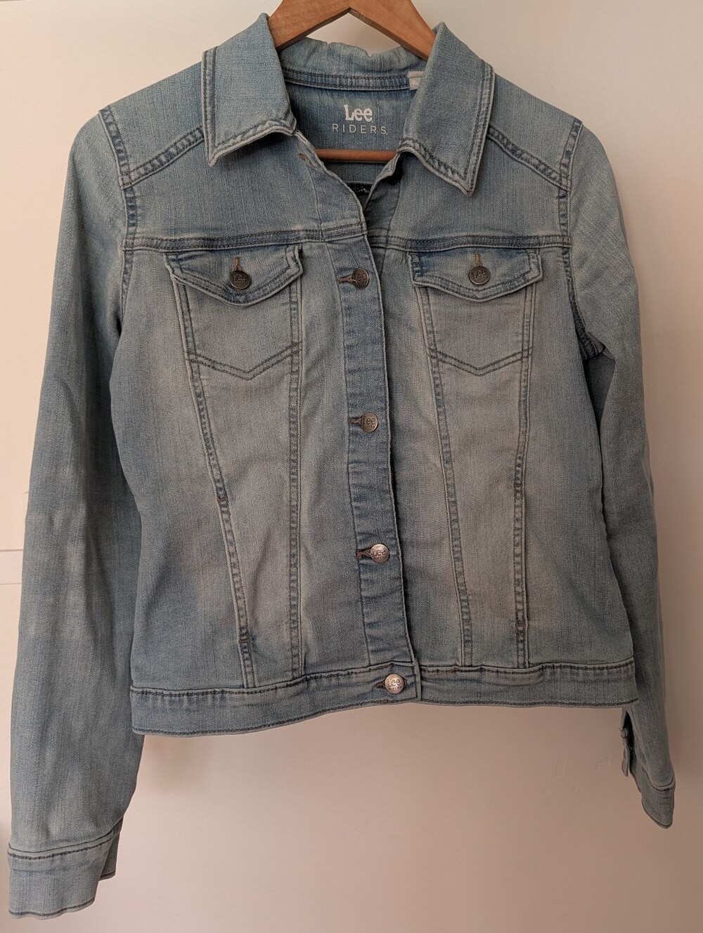 Lee Riders Stretch Denim Jacket Classic Women's Small Light Wash Blue GUC